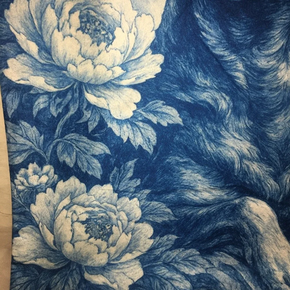 Rottweiler Toile Blue and White Throw Pillow Cover 18
